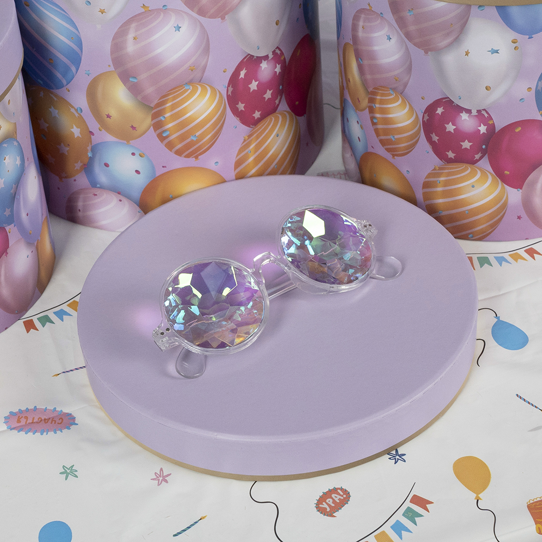 Карнавальные очки, Гламурные калейдоскопы, Белый, 1 шт. 