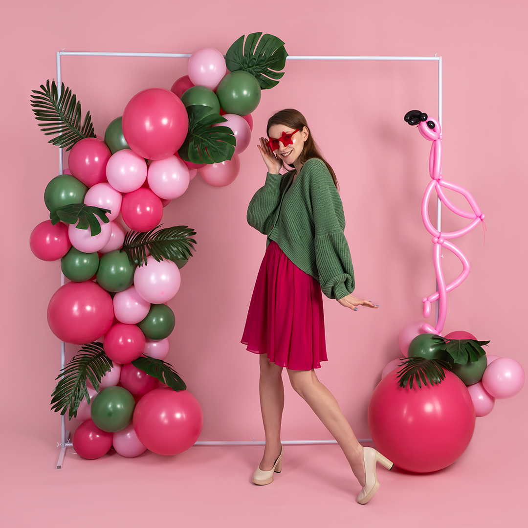 Шар (36''/91 см), Фламинго, пастель, 1 шт.