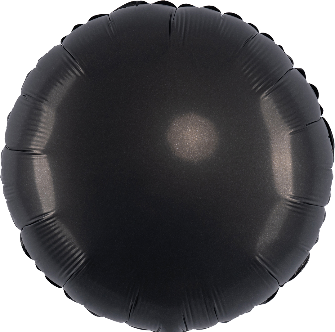 Шар (18''/46 см) Круг, Черный, Сатин, 1 шт.