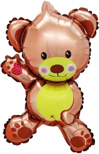 Шар с клапаном (14''/36 см) Мини-фигура, Плюшевый мишка, Коричневый, 5 шт. в уп. (цв.этик.)