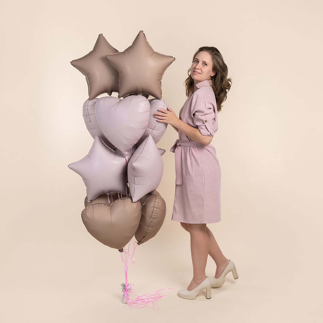 Шар (18''/46 см) Звезда, Пыльная роза, Сатин, 1 шт.