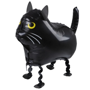 Шар 3D (24''/61 см) Ходячая Фигура, Кот, Черный, 1 шт. в уп.