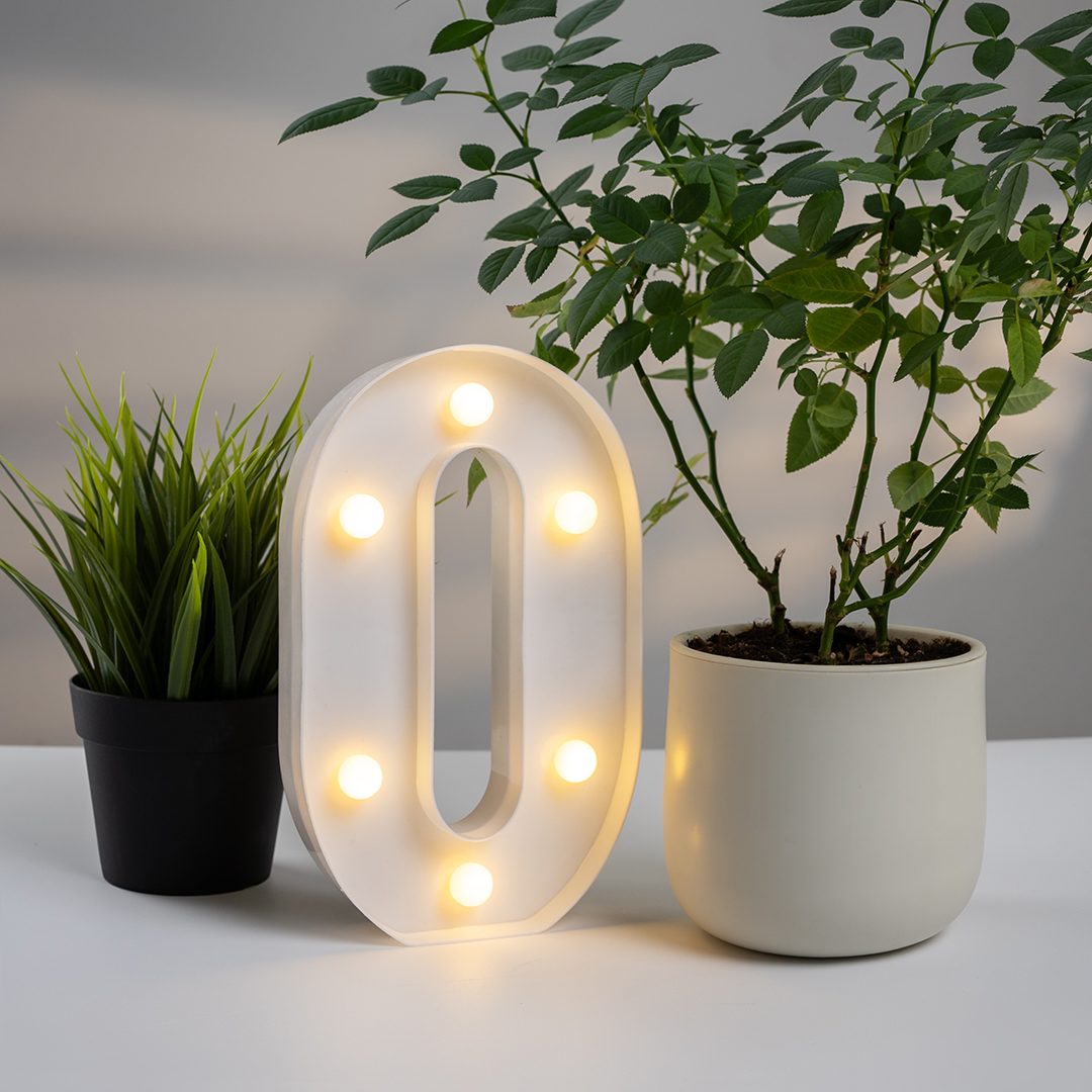 Световая фигура Цифра, 0, 21 см. Белый, 1 шт.