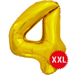 Шар (50''/127 см) Цифра, 4 XXL, Золото, 1 шт. в уп.