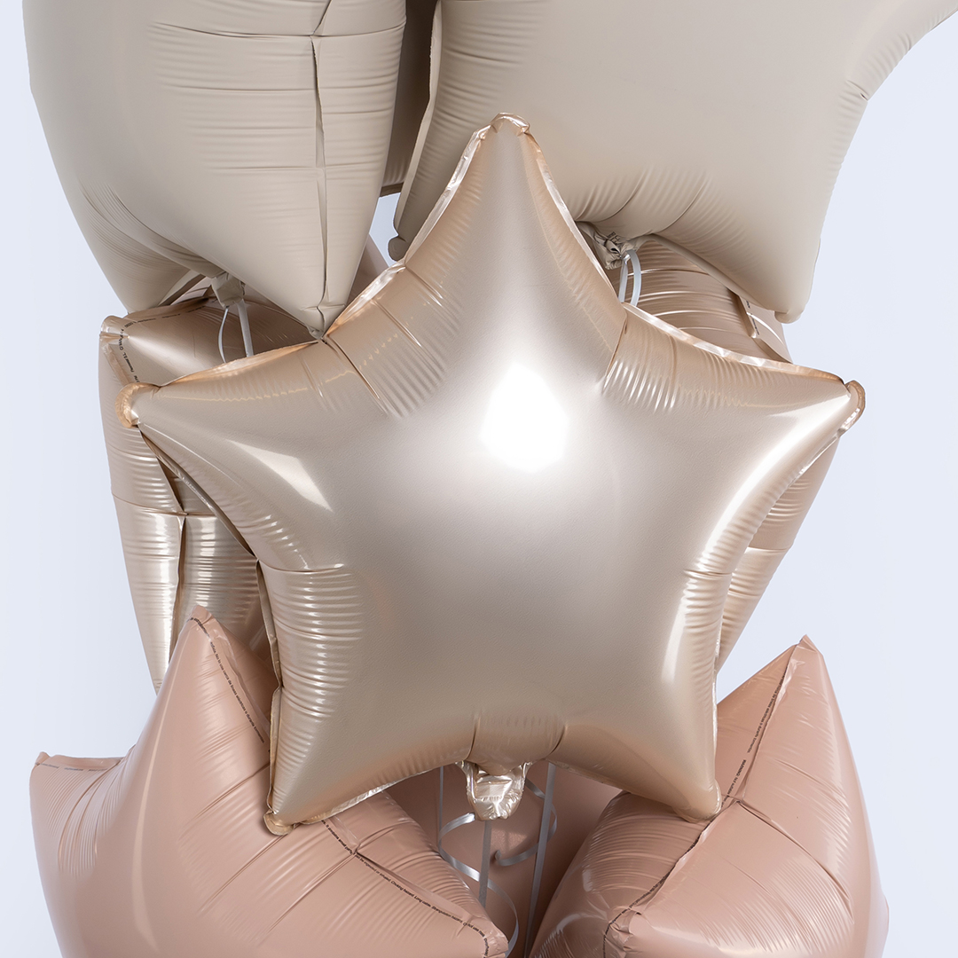 Шар (18''/46 см) Звезда, Звездное Золото, Матовый, 1 шт.