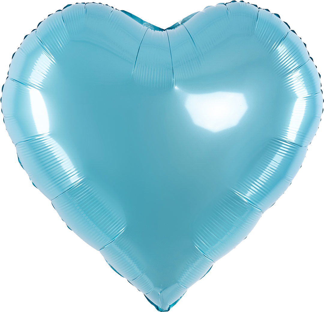 Шар (32''/81 см) Сердце, Голубой, Металлик, 1 шт.