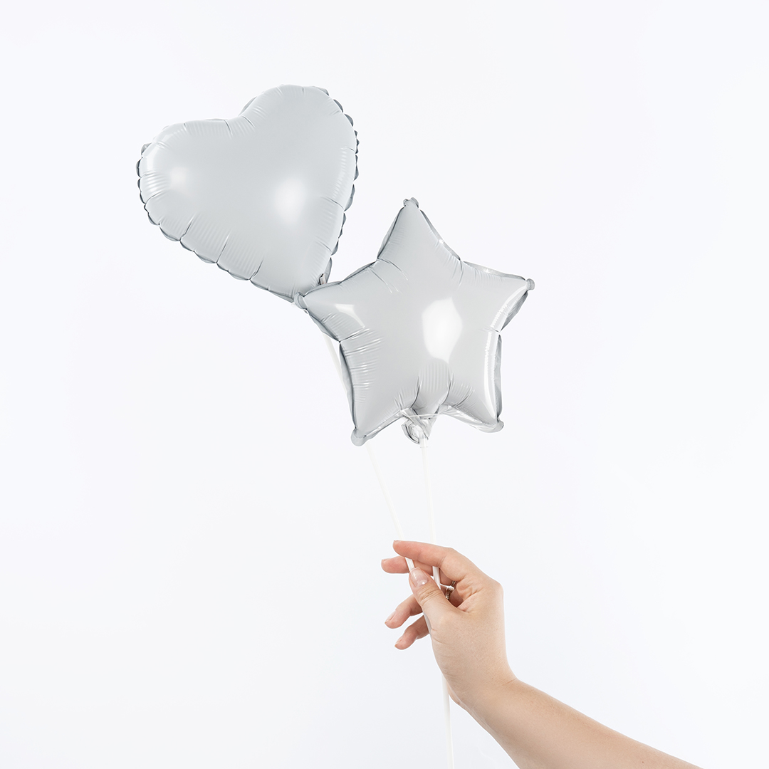 Шар с клапаном (10''/25 см) Мини-сердце, Белый, 1 шт.