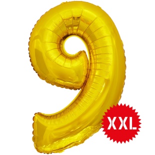 Шар (50''/127 см) Цифра, 9 XXL, Золото, 1 шт. в уп.