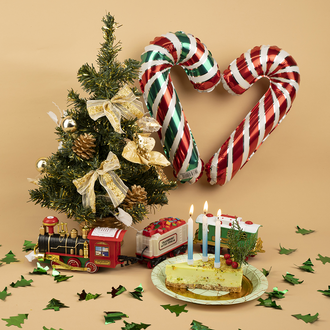 Шар (12''/30 см) Мини-фигура, Леденец трость, Красный, 1 шт.