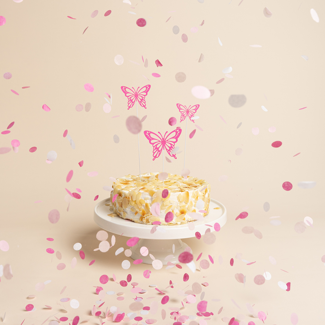 Топперы, Ажурные бабочки, Фуксия, 18 см, 10 шт.