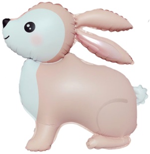 Шар (24''/61 см) Фигура 3D, Лесной Зайка, Розовый, Сатин, 1 шт. в уп.