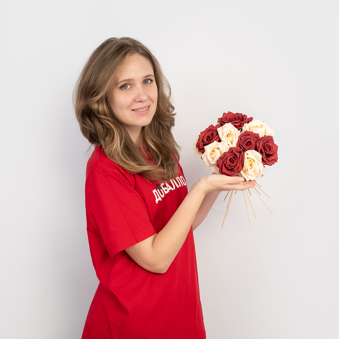 Роза (бутон), искусственная, Персиковый, 9 см, 3 шт. в упак. 