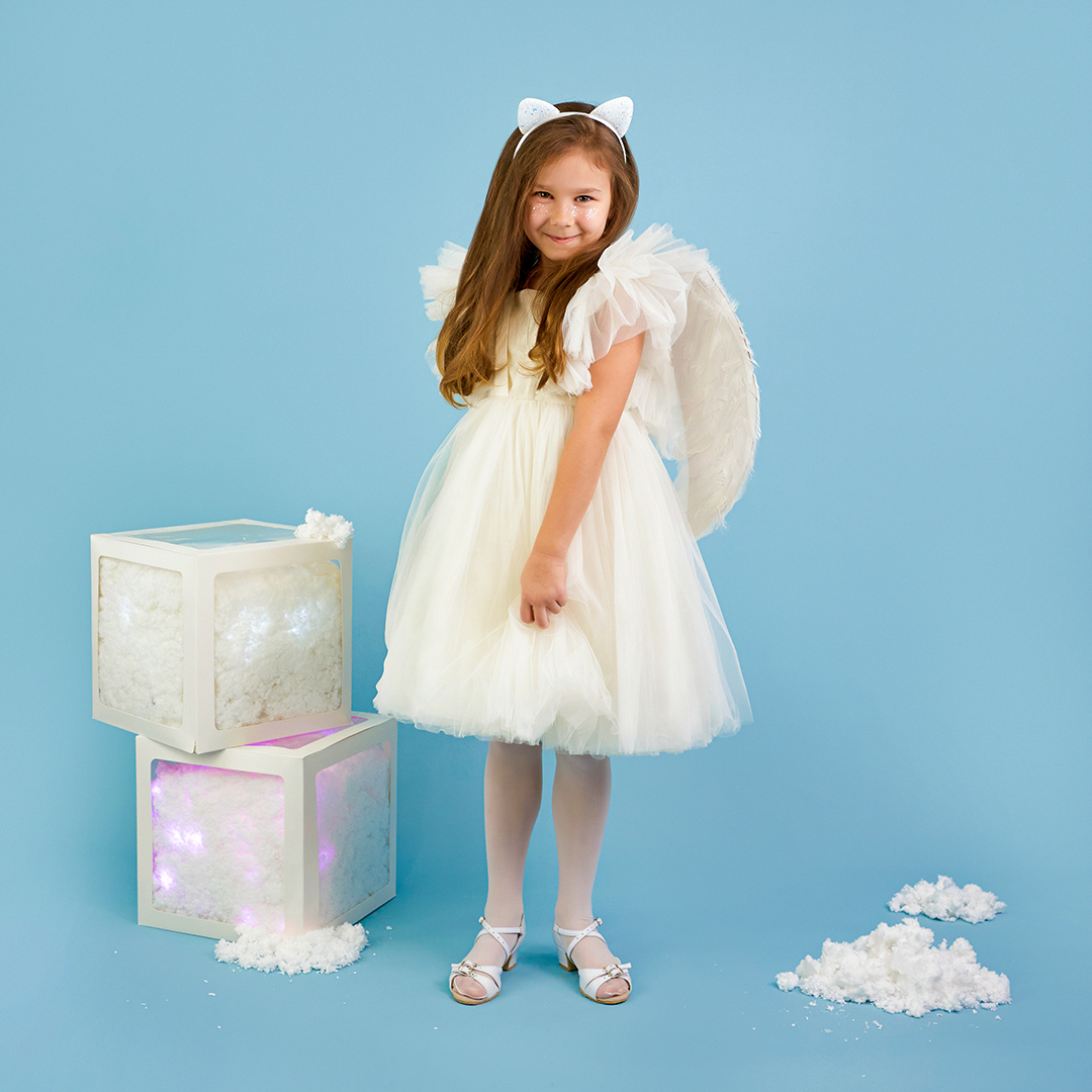 Ободок Кошка, Белый, с блестками, 1 шт. 