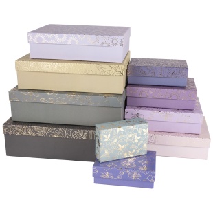 Набор коробок Цветочный узор, Ассорти, Металлик, 37*27*11 см, 10 шт. в упак. 