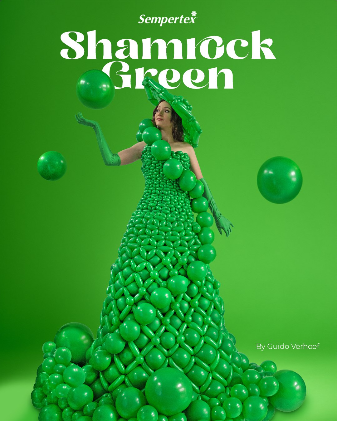 Шар (12''/30 см) Линколун, Зеленый клевер (029), пастель, 50 шт.