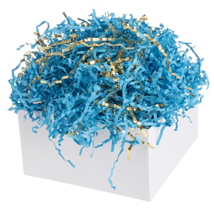 Наполнитель для коробок, Праздничный Дуэт, бумага, ПП, Голубой/Золото, Металлик, 50 г.