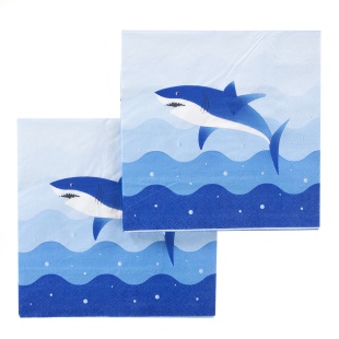 Сервировочные салфетки, Грозная акула, Голубой, 33*33 см, 12 шт.