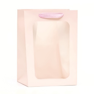 Пакет для цветов, 250гр, Прозрачное окно, Светло-розовый, 20*15*10 см, 1 шт.