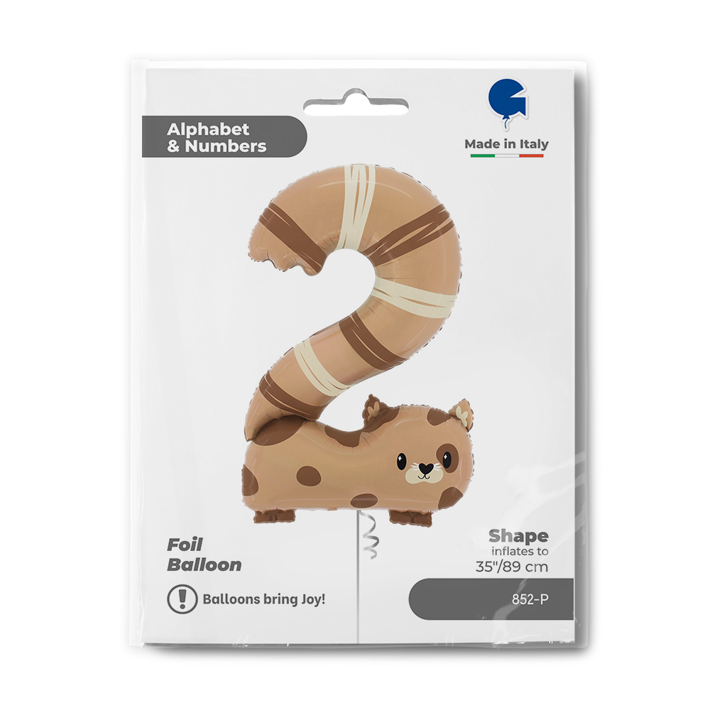 Шар (35''/89 см) Цифра, 2 Котенок, 1 шт. в уп.