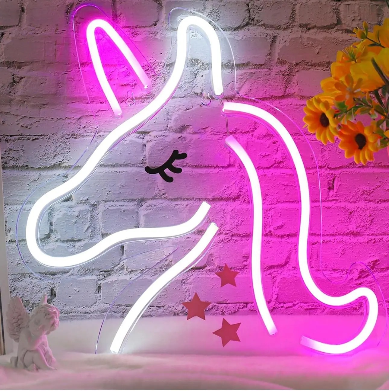 Световая фигура Единорог, 33*33 см. Розовый/Белый, 1 шт.