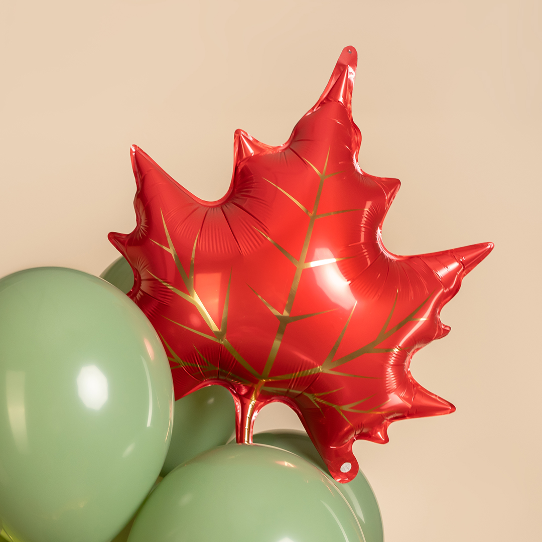 Шар (28''/71 см) Фигура, Кленовый лист, Красный, 1 шт. в уп.