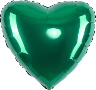 Шар (18''/46 см) Сердце, Зеленый, Сатин, 1 шт.