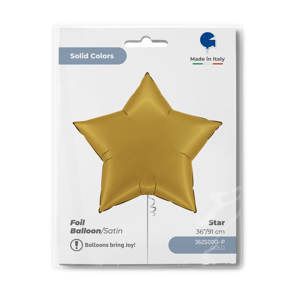 Шар (36''/91 см) Звезда, Золото, Сатин, 1 шт. в уп.