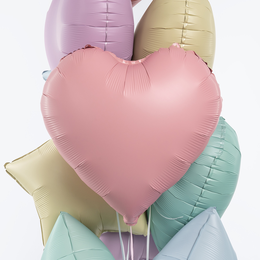Шар (18''/46 см) Сердце, Розовый, Сатин, 1 шт.