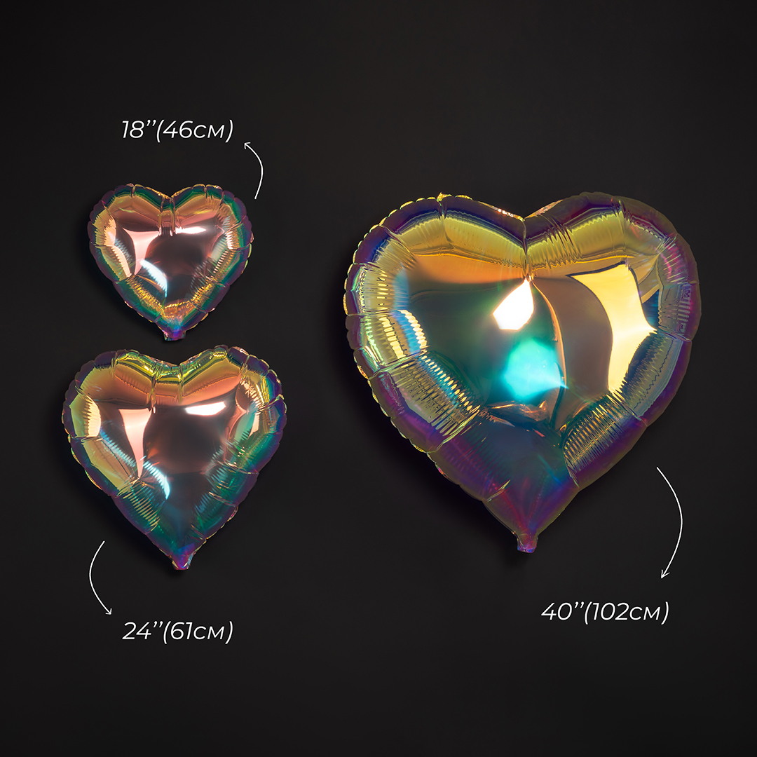Шар (40''/102 см) Сердце, Зеркальный, Хамелеон, 1 шт. в уп.