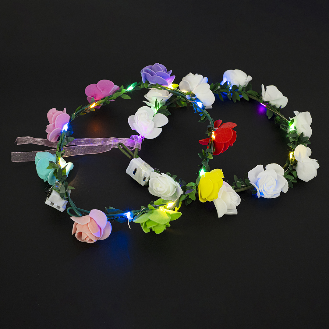 Светодиодный венок из цветов, Белый, 20 см, 1 шт. 