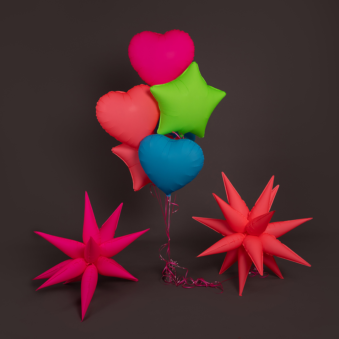 Шар (18''/46 см) Сердце, Розовый, Неон, 1 шт.