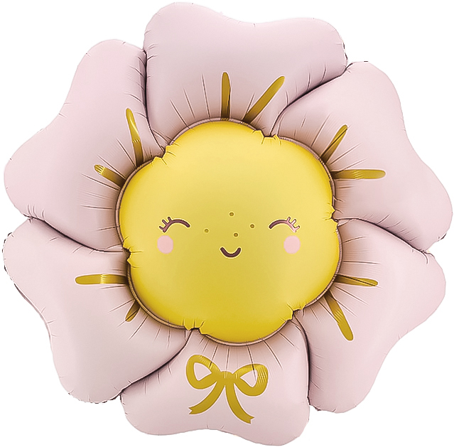 Шар (41''/104 см) Цветок, Солнышко, Розовый, Сатин, 1 шт.