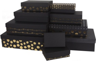 Набор коробок Темная Классика, Черный/Золото, Металлик, 37*27*11 см, 10 шт. в упак. 