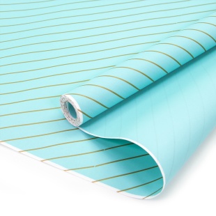 Упаковочная бумага, Крафт 70гр (0,7*8,5 м) Полоски Люрекс, Мятный, 1 шт.