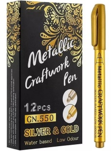 Маркер оформительский 2 мм, Золото, 12 шт.