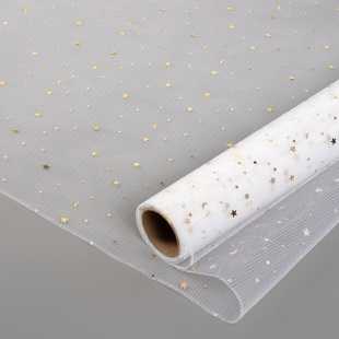 Фатин в рулоне (0,48*4,57 м) Звездное сияние, Белый, Металлик, 1 шт.