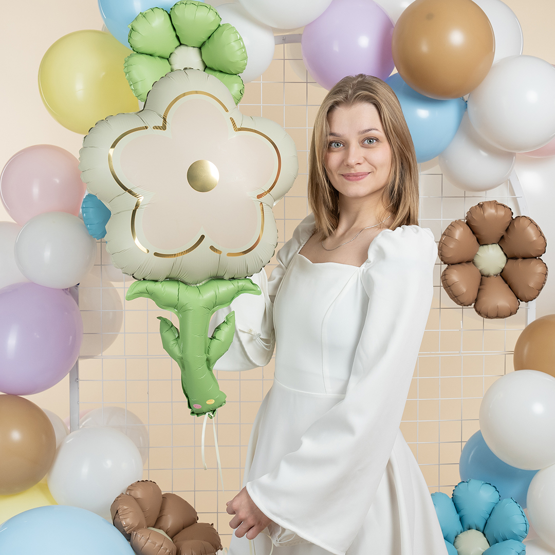 Шар (33''/84 см) Цветок, Кремовый, 1 шт.