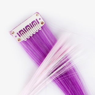 Цветная прядь для волос, Двухцветная, на заколке, 5,5 гр., Сиреневый/Светло-розовый, 50*3,3 см, 1 шт
