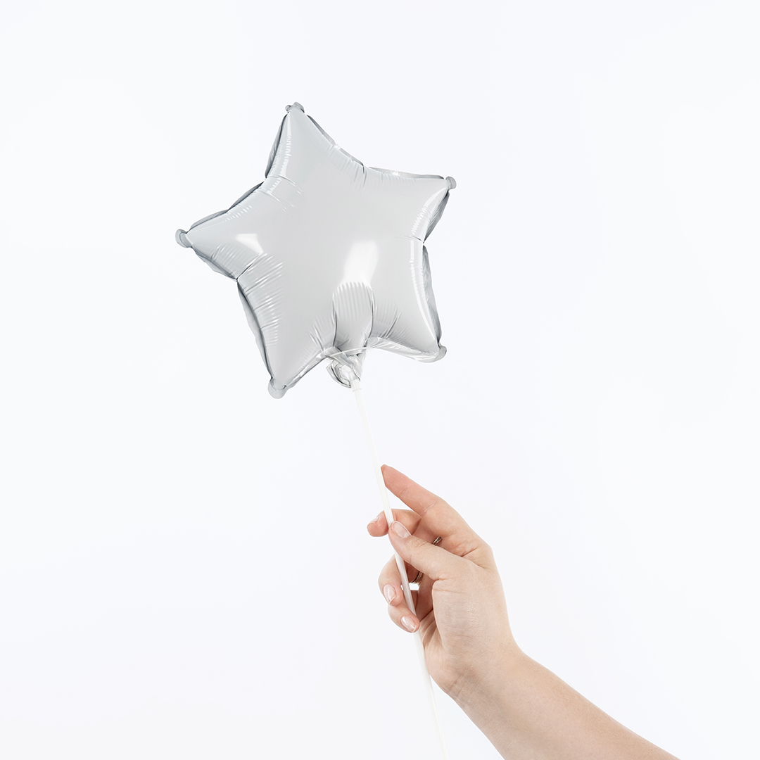Шар с клапаном (10''/25 см) Мини-звезда, Белый, 1 шт.