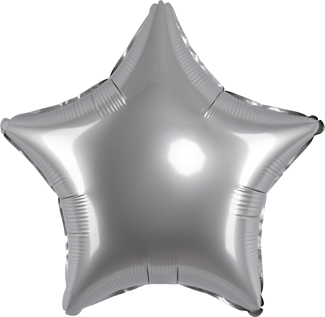Шар (18''/46 см) Звезда, Стальной серый, Сатин, 1 шт.