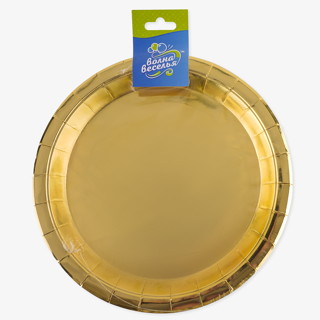 Тарелки (9''/23 см) Золото, Металлик, 6 шт.