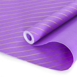 Упаковочная бумага, Крафт 70гр (0,7*8,5 м) Полоски Люрекс, Сиреневый, 1 шт.