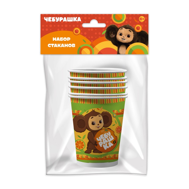 Стаканы (250 мл) Чебурашка, 6 шт.