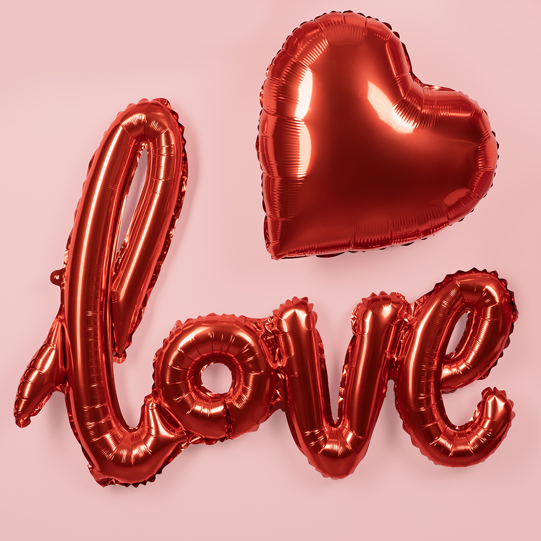 Шар (41''/104 см) Фигура, Надпись "Love", Красный, 1 шт.