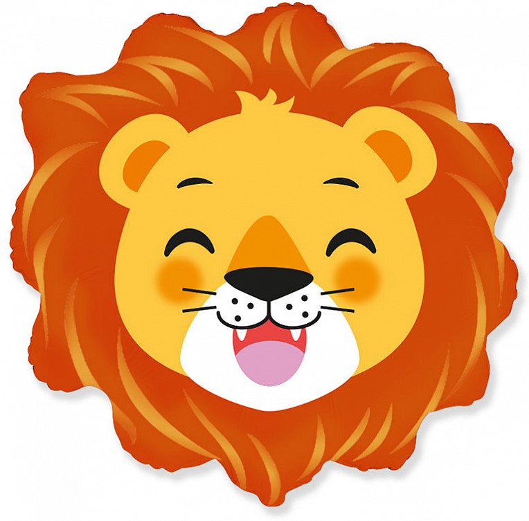 Шар (23''/58 см) Фигура, Голова, Счастливый Лев, 1 шт.