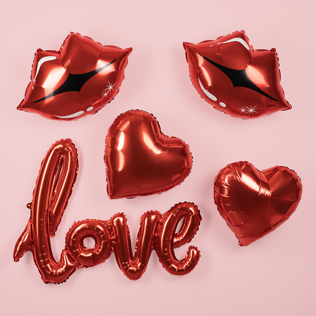 Шар (41''/104 см) Фигура, Надпись "Love", Красный, 1 шт.