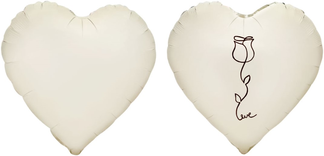 Шар (18''/46 см) Сердце, Роза, Кремовый, Сатин, 1 шт. в уп.