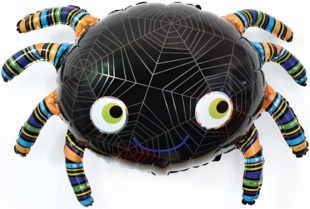 Шар с клапаном (14''/36 см) Мини-фигура, Паук, Черный, 5 шт. в уп.