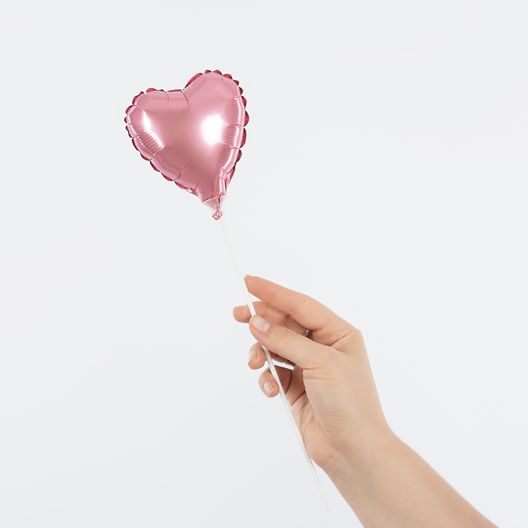 Шар с клапаном (5''/13 см) Микро-сердце, Розовый, 1 шт.