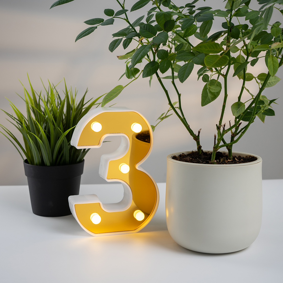 Световая фигура Цифра, 3, 16 см. Золото, 1 шт.